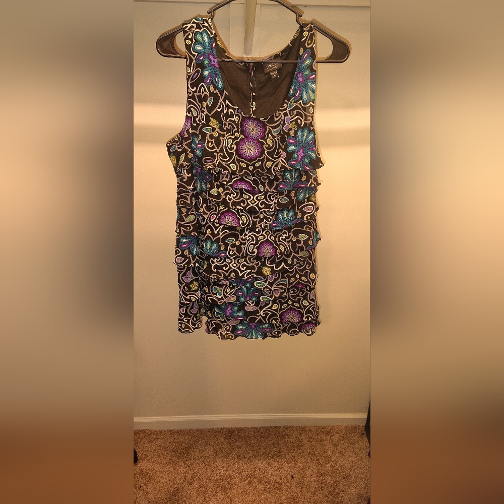 Nicole Miller Floral Patterned Layered Blouse